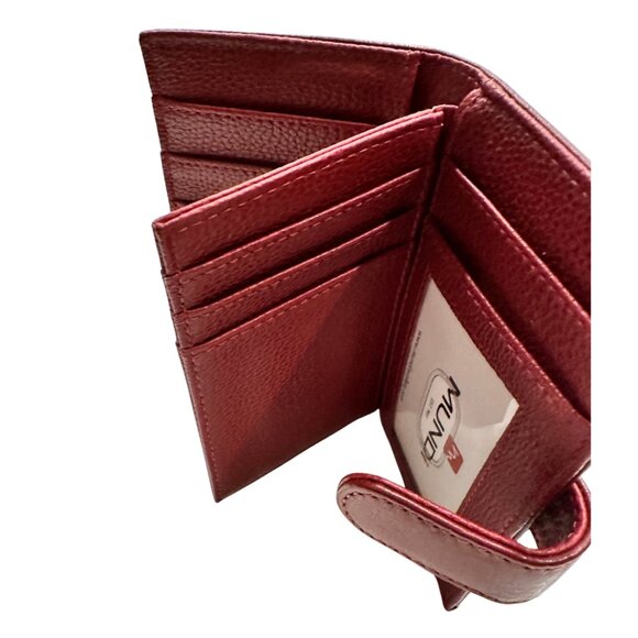 MUNDI Burgundy Genuine Leather RFID Zip Wallet - Picture 6 of 6